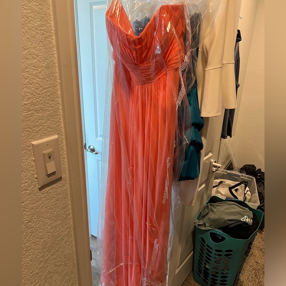 Coral Davids Bridal bridesmaids dress